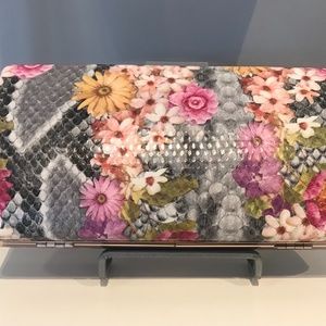 Floral Snakeskin Clutch Crossbody Bag